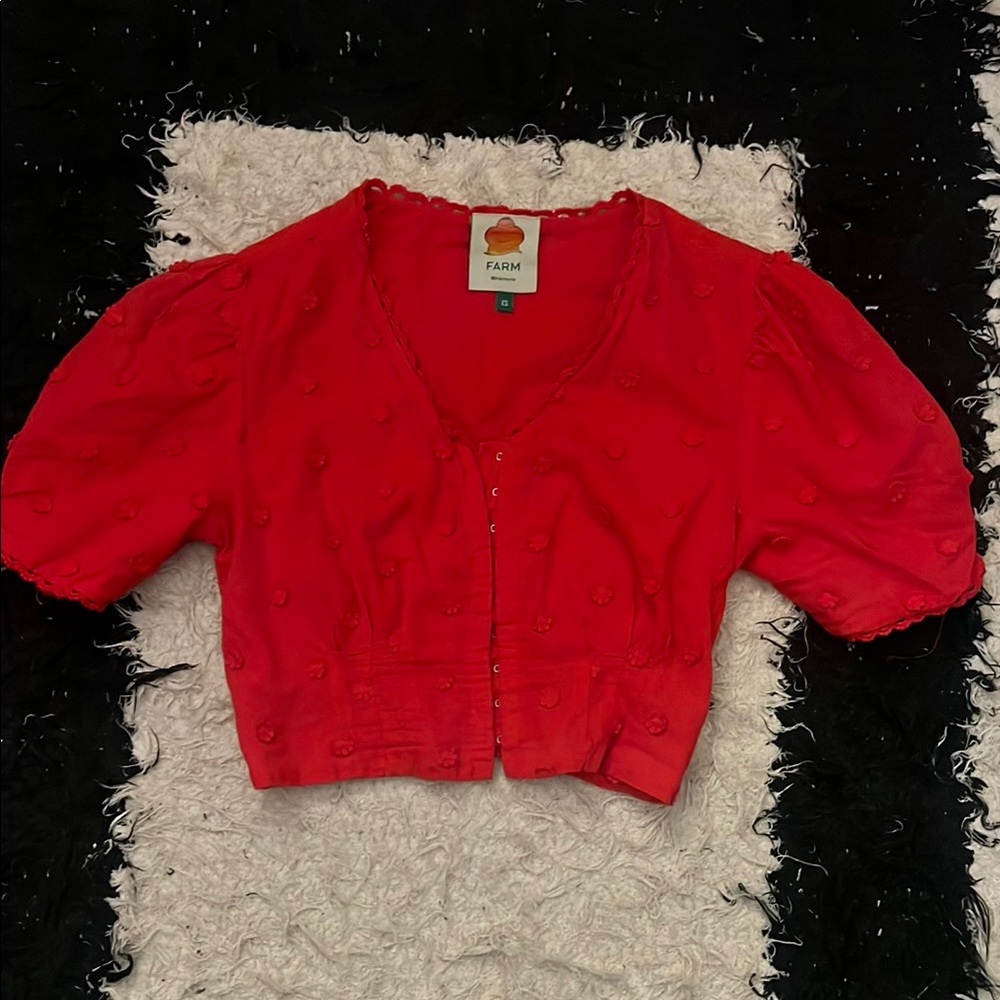 Farm Rio Red Cropped Cardigan